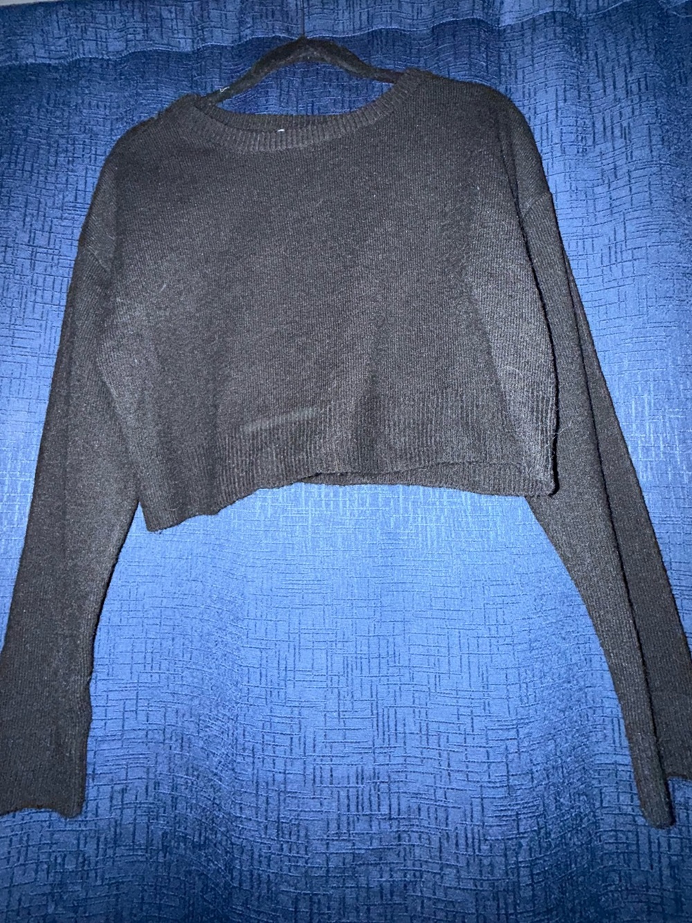 La Hearts Black Ribbed Knit Cropped Sweater